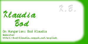 klaudia bod business card